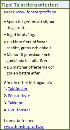 Takfönster, hitta installatörer och leverantörer