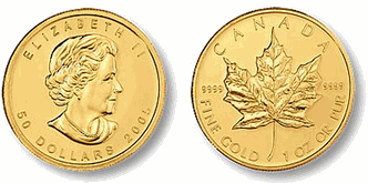 Kanadensisk 1 oz Gold Maple