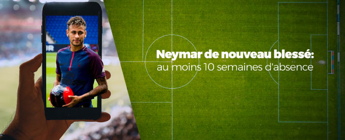 Neymar s'est de nouveau blessé et ne retrouvera pas le terrain avant au moins 10 semaines