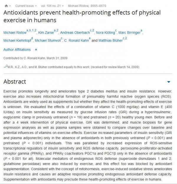 Antioxidanter förtar effekten av fysisk träning