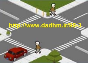 25 - راننده اتومبیل قرمز رنگ نشان داده شده در تصویر چکار باید انجام دهد؟