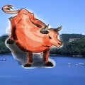 一碧湖の赤牛