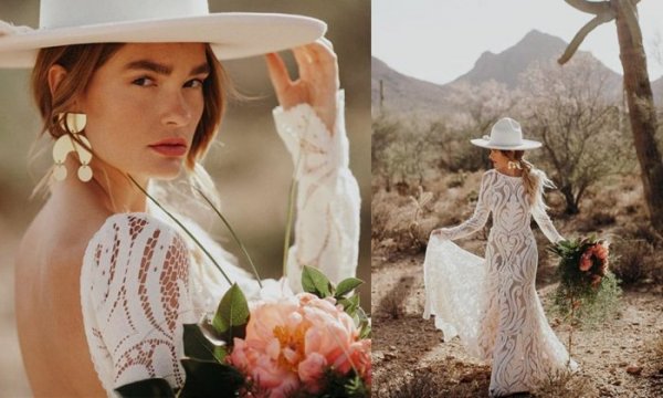 robe mariée dentelle boho à manches longues