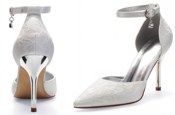 escarpin de mariage dentelle à bout pointu talon aiguille
