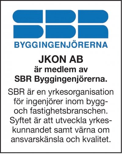 JKON AB är medlem i SBR Byggingenjörerna