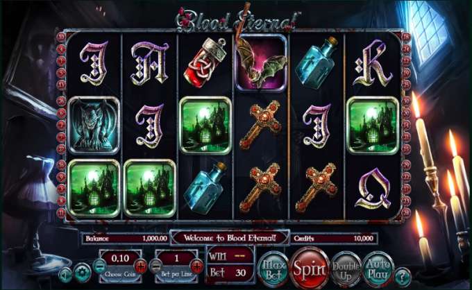 L'écran de jeu de la machine à sous Blood Eternal de Betsoft
