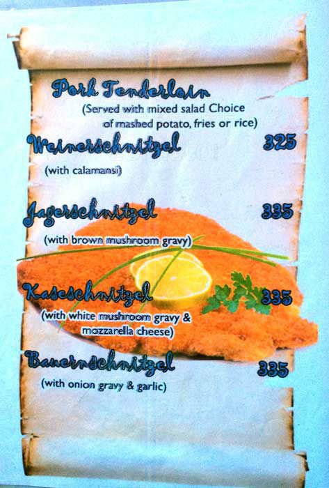 Menu Port tenderloin Wienerschnitzel