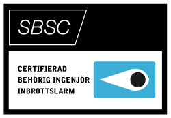 logotyp, certifierad behörig ingenjör inbrottslarm