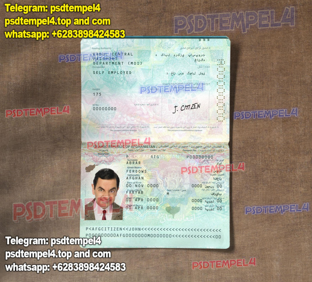 Order now, get it Afghanistan Passport PSD Ready to use graphic elements with each template for convenience 