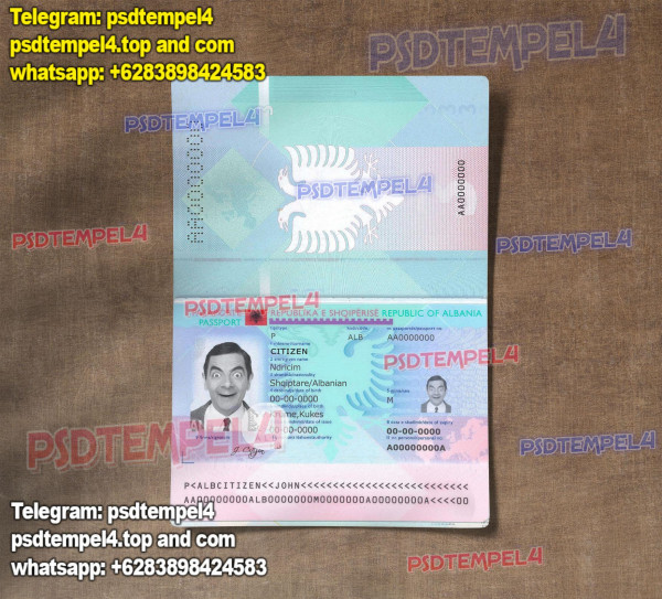 Quick checkout available Albania Passport PSD High quality editable templates available