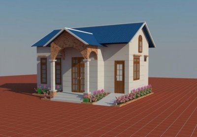 phối cảnh nhà cấp 4 mái tôn